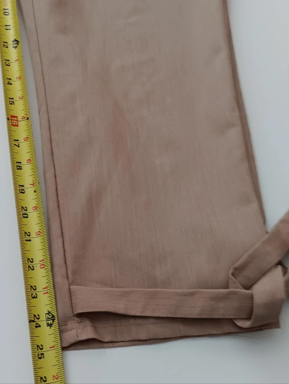 Grace Karin Beige Paperbag High Waist Bow Cuffs Side Zipper Women's Pants Sz L